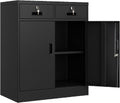 BESFUR Metal Garage Storage Cabinet 36" H, Black Steel Locking Cabinet with 2 Drawers,2 Lockable Doors and Adjustable Shelves Easy to Assemble for Home Office, Garage,School, Apartment, Warehouse