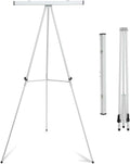 Falling in Art Aluminum Flip Chart Display Easel Stand with Adjustable Floor for Boardroom, Whiteboard, Paper Pads, Signage, 63 1/2'' High, Silver