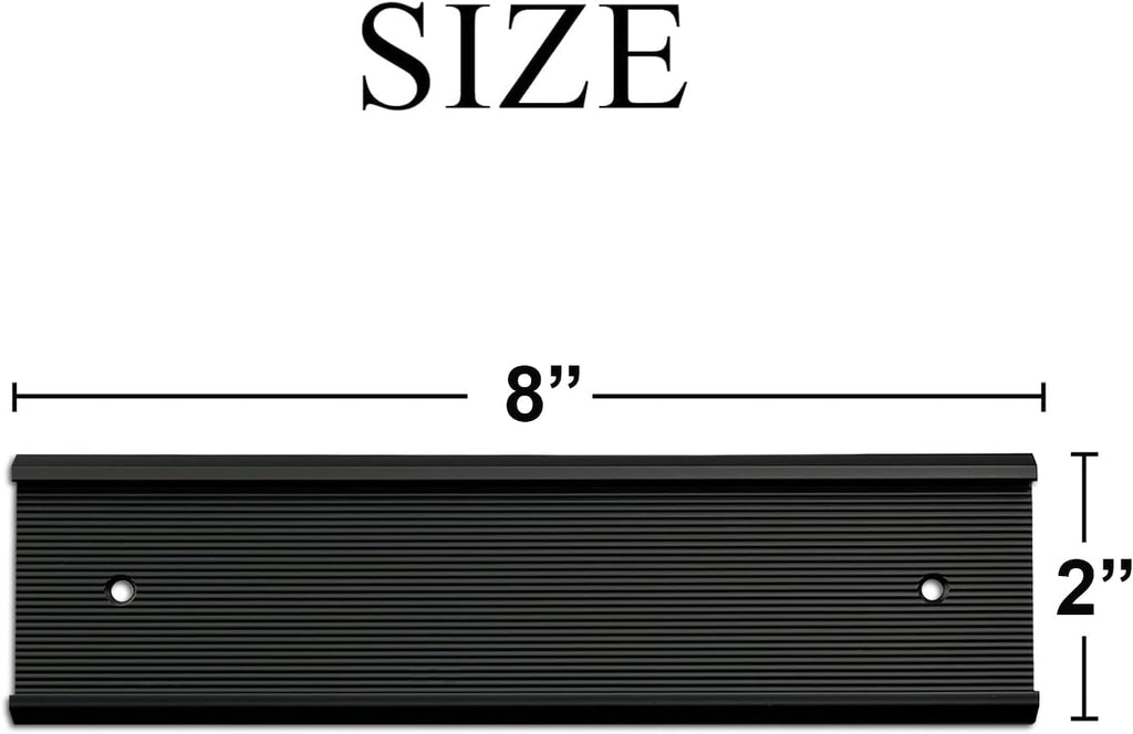 10 Pack Aluminum Name Plate Holders for Door or Wall, 2” x 8” Office Wall Mount Name Plate Holder with Textured Design and Double Sided Tape, for Office, Business, Meeting Room (Black)