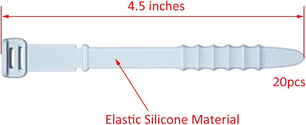 Reusable Silicone Zip Ties Cord Organizer: Silicone Cable Ties Straps for Cable Management - 20PCs 4.5” Blue Elastic Wire Cord Organizer for Home Office and Travel