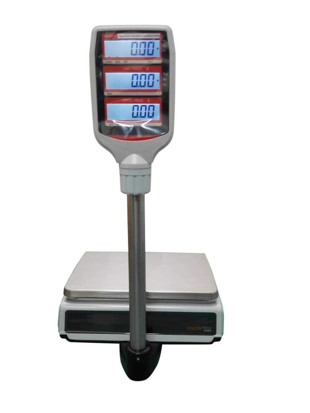 VisionTechShop TVP-30P Price Computing Scale with Pole Display, Lb/Oz/Kg, 30lb Capacity, 0.005lb Readability, NTEP Legal for Trade COC #19-038, NSF Certified