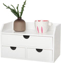 ROSE BLOOM White Wood Desk Organizer with 3 Drawer, Mini Cute Cabinet with Storage Shelf for Tabletop, Small Desktop Box Organizer for Cosmetic Office Supplies