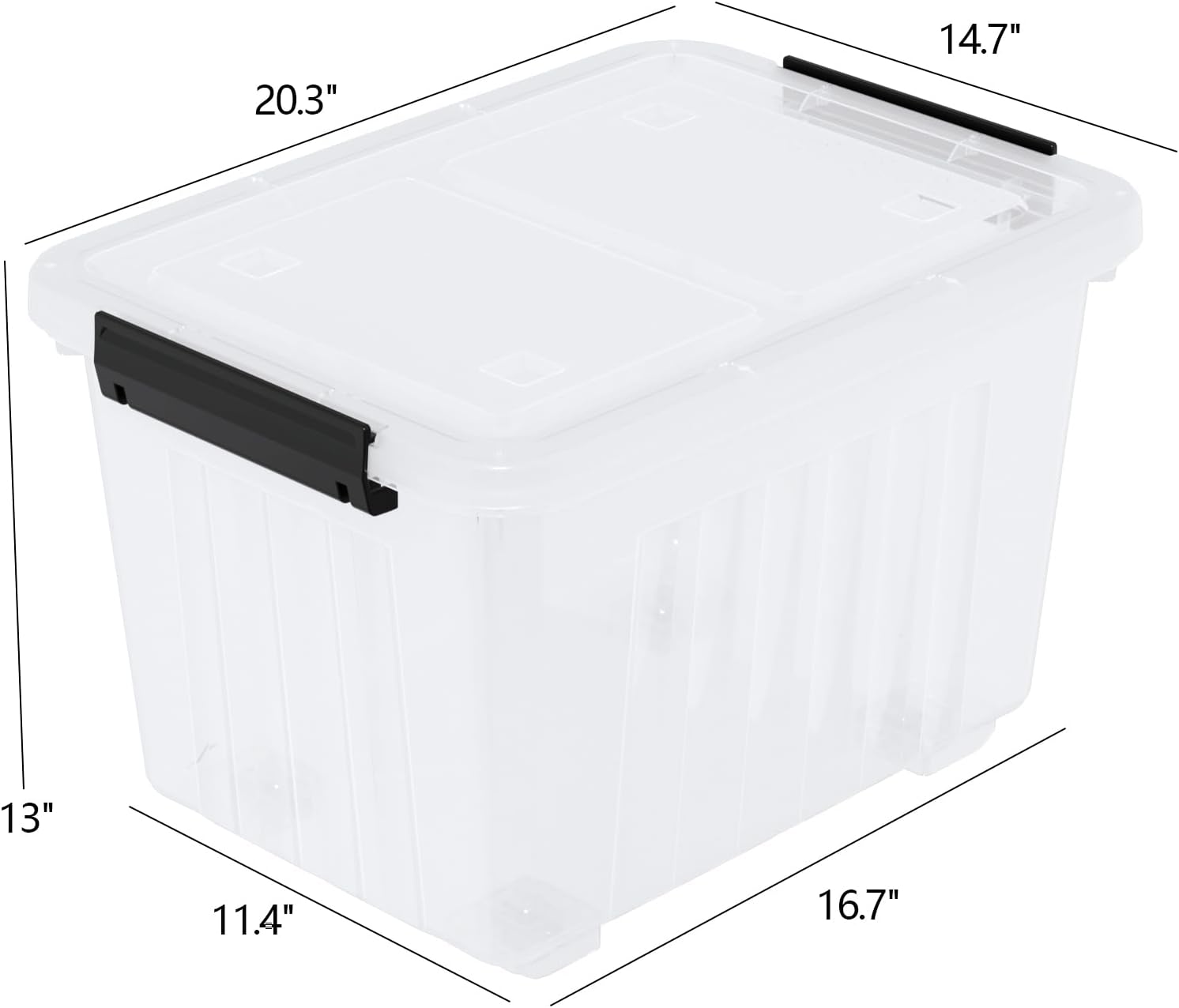 4 Packs 50 L Plastic Latching Box with Wheels, Clear Organizer Containers with Latching Lids for Office and Home Organization
