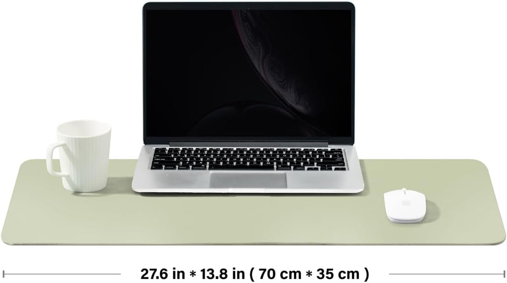 Leather Desk Mat - Non-Slip PU Desk Pad for Office and Home - Desk Organization and Accessories - Ideal for Large Mouse Pad and Desk Mats on Top of Desks (Light Green,27.6"x 13.8")