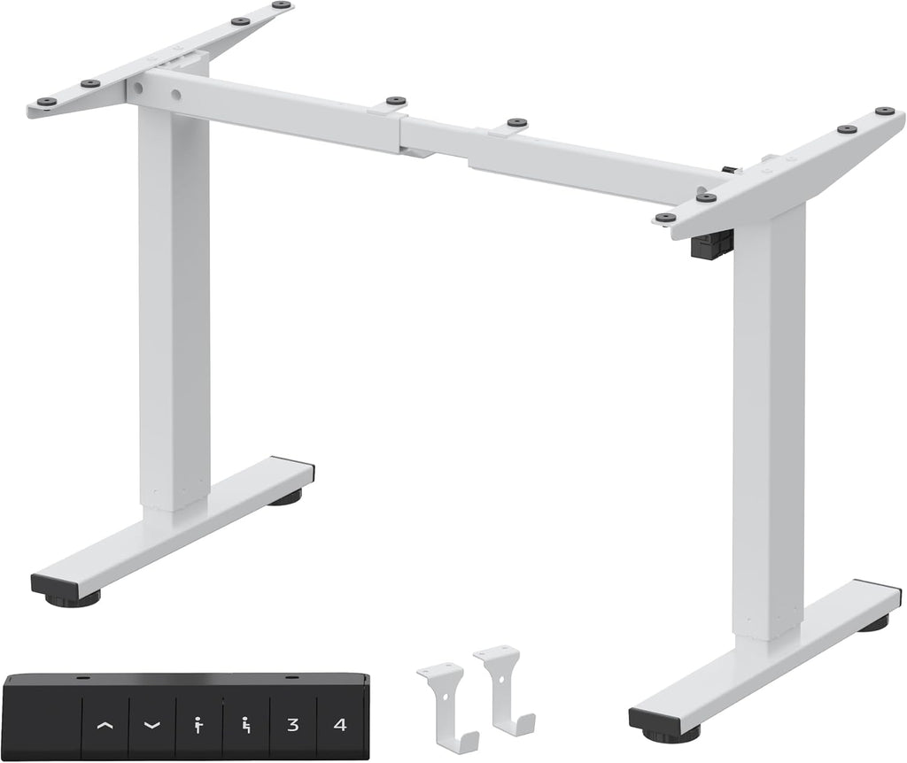 FLEXISPOT Height Adjustable Standing Desk Frame with Memory Controller, Electric Sit Stand Desk Base for Home and Office (White Frame Only)