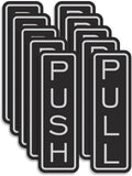 All Quality Classic Vertical Push Pull Door Signs - Great for Glass Doors | Professional Looking Signs | Easy Installation Includes Double-Sided Foam Adhesive Tape (Black/Silver) - Medium (5 Pack)