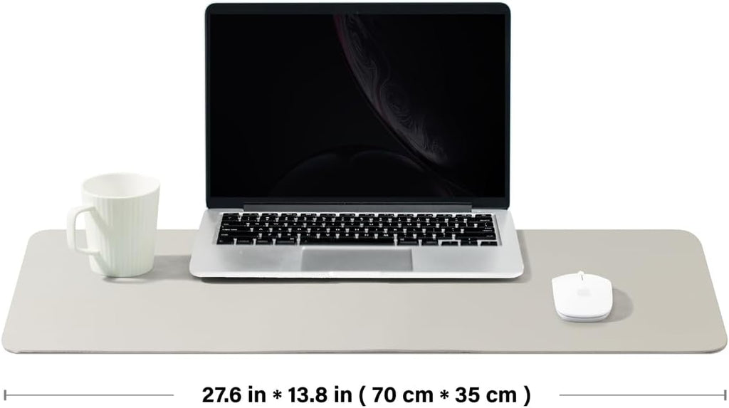 Leather Desk Mat - Non-Slip PU Desk Pad for Office and Home - Desk Organization and Accessories - Ideal for Large Mouse Pad and Desk Mats on Top of Desks (Light Gray,27.6"x 13.8")