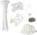 Cable Zip Tie Mounts Kit - 240 Set Wire Cable Clips Organizer Holders with 8" Cable Ties, Saddle Type Mounts Base and Tapping Screw