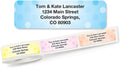 Pastel Dots Rolled Personalized Return Address Mailing Labels with Dispenser, Set of 250, 5 Designs, Small ¾ x 2½ Inch Size, Custom Self-Adhesive Sticker Roll, by Colorful Images