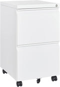 MIIIKO 2 Drawer File Cabinet with Lock, Home Office Filing Cabinets on Wheels, Under Desk 2 Drawers Storage for Legal/Letter/A4 Files,Fully Assembled