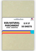50 Natural Parchment 65lb Cover Paper Sheets 11X17 Inches Cardstock Weight Colored Sheets 11" X 17" (11X17 Inches) Tabloid|Ledger|Booklet Size - Printable Old Parchment Semblance