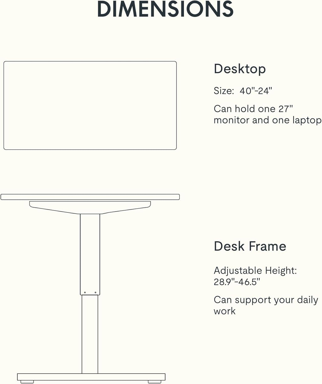 FLEXISPOT EN1 One Piece Standing Desk, 40 x 24 Inches Adjustable Height Desk for Small Space Electric Sit Stand Home Office Table Computer Workstation (White Frame + Maple Desktop)