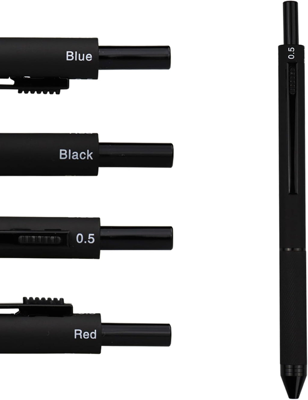 DUNBONG 4 in 1 Multicolor pen, Metal Cased Multifunction Pen, 0.5mm Mechanical Pencil, Red, Blue and Black, 1-Count (Black)