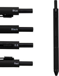 DUNBONG 4 in 1 Multicolor pen, Metal Cased Multifunction Pen, 0.5mm Mechanical Pencil, Red, Blue and Black, 1-Count (Black)