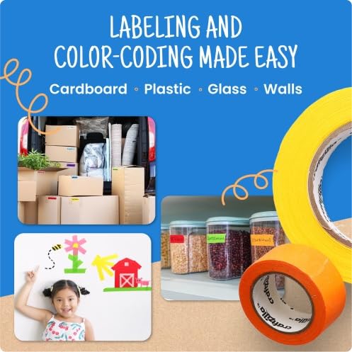 Colored Masking Tape - 6 Color Masking Tape Rolls - 990 Feet x 1 Inch Painters Tape - Colored Painters Tape Assortment - Painter Tape - Craft Tape - Labeling Colorful Masking Tape