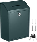 Metal Donation Cash Box Collection Safe Suggestion Box with Lock Wall Mounted Mailbox Delivery Ballot Container for Home Office Outdoor Door(Green,11.8 x 8.6 x 4.7 Inch)