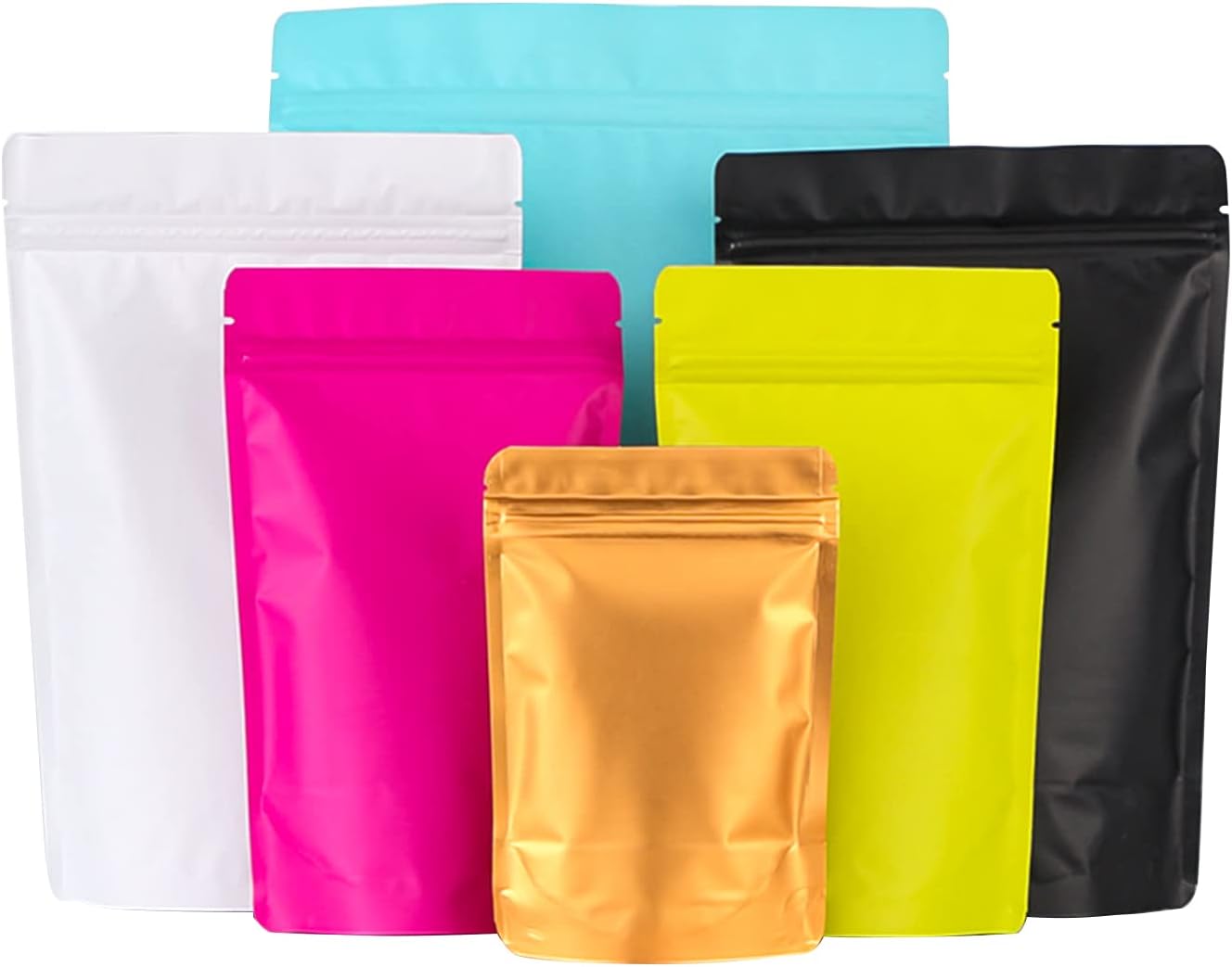 100 Pack Resealable Stand Up Bags,4.7" x 7.9" Smell Proof Pouch Sealable Foil Pouch Bags for Packaging (Blue)