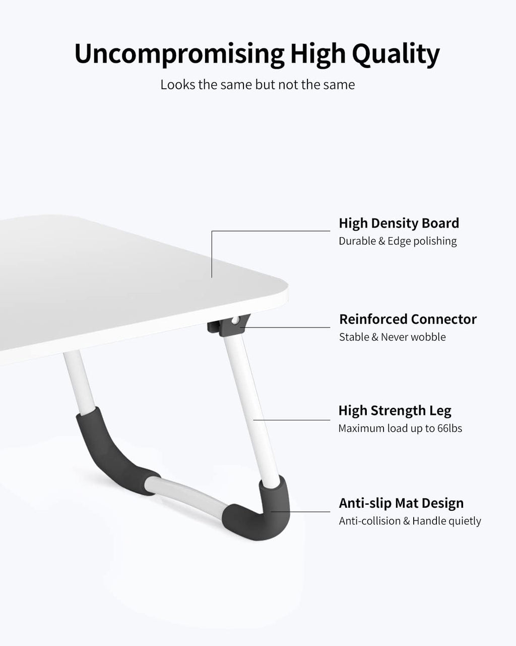 Ruxury Folding Lap Desk Laptop Stand Bed Desk Table Tray, Breakfast Serving Tray, Portable & Lightweight Mini Table for Sofa Couch Floor - - White
