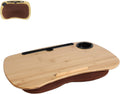 SUMISKY Lap Desk-Portable Laptop Table with Cushion Bamboo Platform Phone Holder L(21.6"x13.8") with Cup Holder