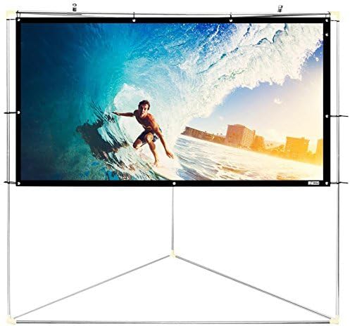 Pyle 100" Outdoor Portable Matt White Theater TV Projector Screen w/Triangle Stand - 100 inch, 16:9, 1.15 Gain Full HD Projection for Movie/Cinema/Video/Film Showing outside Home