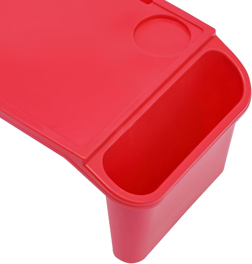 12 Pack Kids Lap Desk Tray with Storage Slots, Portable Lap Desk, Activity Tray, Drawing, Stackable, Writing, Eating, Classroom, 19.69" L x 9.84" W x 7.1" H (Red)