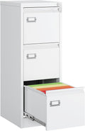 MIIIKO 3 Drawer File Cabinet, White Vertical Filing Cabinets with Lock, Home Office File Folders Storage Cabinet for Letter Legal A4 File Size