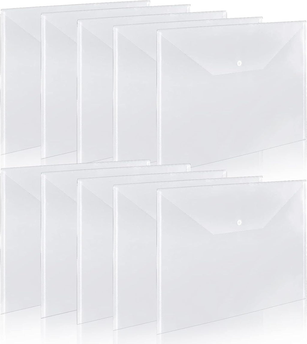 10 Pieces 11x17 inch Tabloid Size Document Folder Organizers with Snap Closure Clear Snap Closure File Folder Folder Poly Oversized Envelope File Folder Closure Plastic Folders for Office School Home