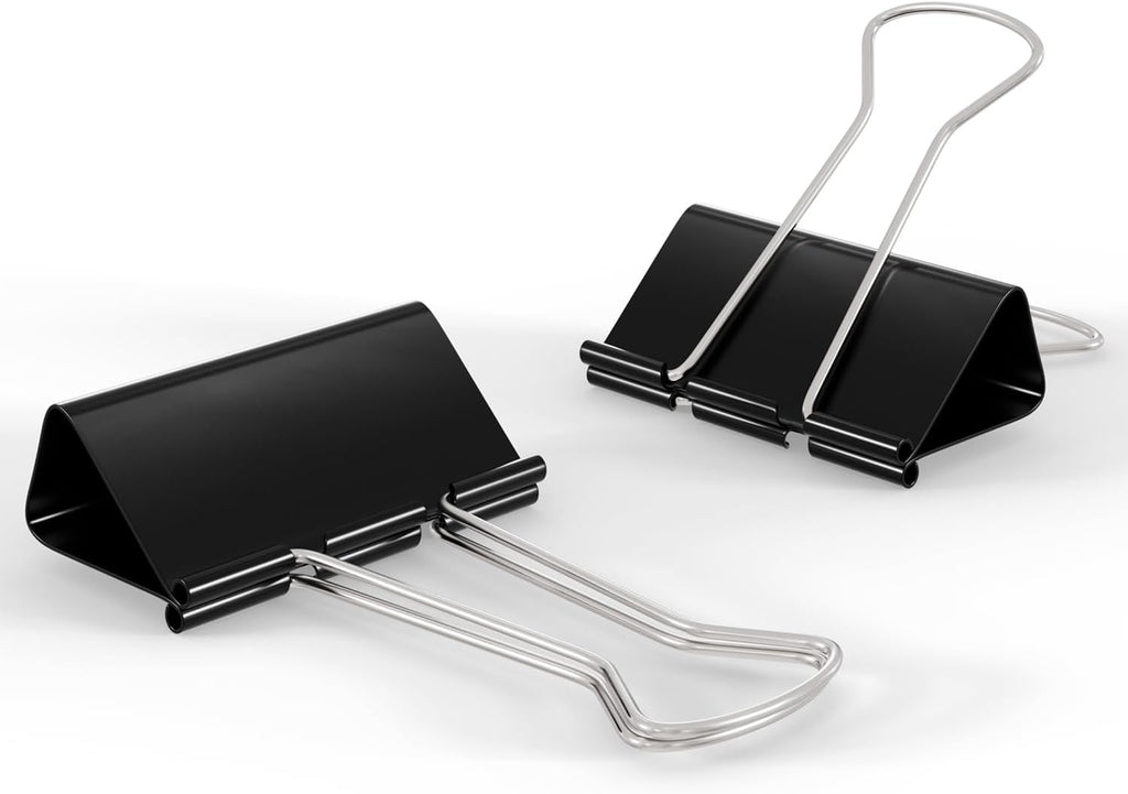 48-Pack 1.25 Inch Binder Clips, Heavy Duty Black Clips Hold 150 Sheets, Rust-Proof with Smooth Edges for Office, Cable, Kitchen Food Organization