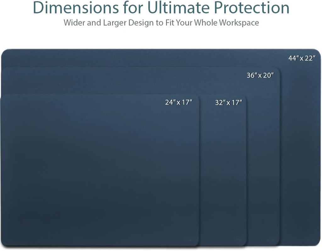 Vine Creations Leather Desk Mat Large 44" x 22", Desk Protector Mat, PU Leather Desk Pad, Large Mouse Pad, Desk Blotter, Desk Pads on Top of Desks, Desk Matt for Desktop, Office Desk Mat (Dark Blue)