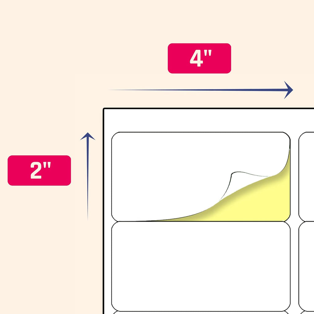 (2" x 4") 200 Sheets, Printable White Sticker Labels, Laser/Inkjet Printing - Matte, 10 per Page