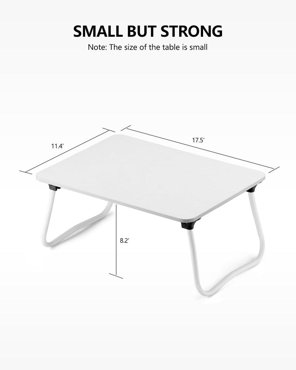 Laptop Bed Desk, Foldable Lap Desk, Portable Laptop Stand, Lightweight & Mini Table for Breakfast/Picnic/Drawing/Couch/Floor - White