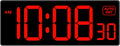 Soobest LED Digital Wall Clock, Large Digital Clock Bold Numbers with Seconds for Seniors Visually Impaired，Plug Electric Clock Dimmable Auto DST Large Display 10 Inches (Red)