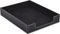 Leather 1-Layer Letter Tray Stackable File Document Tray,A4 Paper Case Rack Desk Office Supplies Organizer Holders,Desktop Organization, Pen Mail Magazine Storage Box(Black)