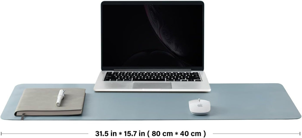 Leather Desk Mat - Non-Slip PU Desk Pad for Office and Home - Desk Organization and Accessories - Ideal for Large Mouse Pad and Desk Mats on Top of Desks (Light Blue,31.5"x 15.7")