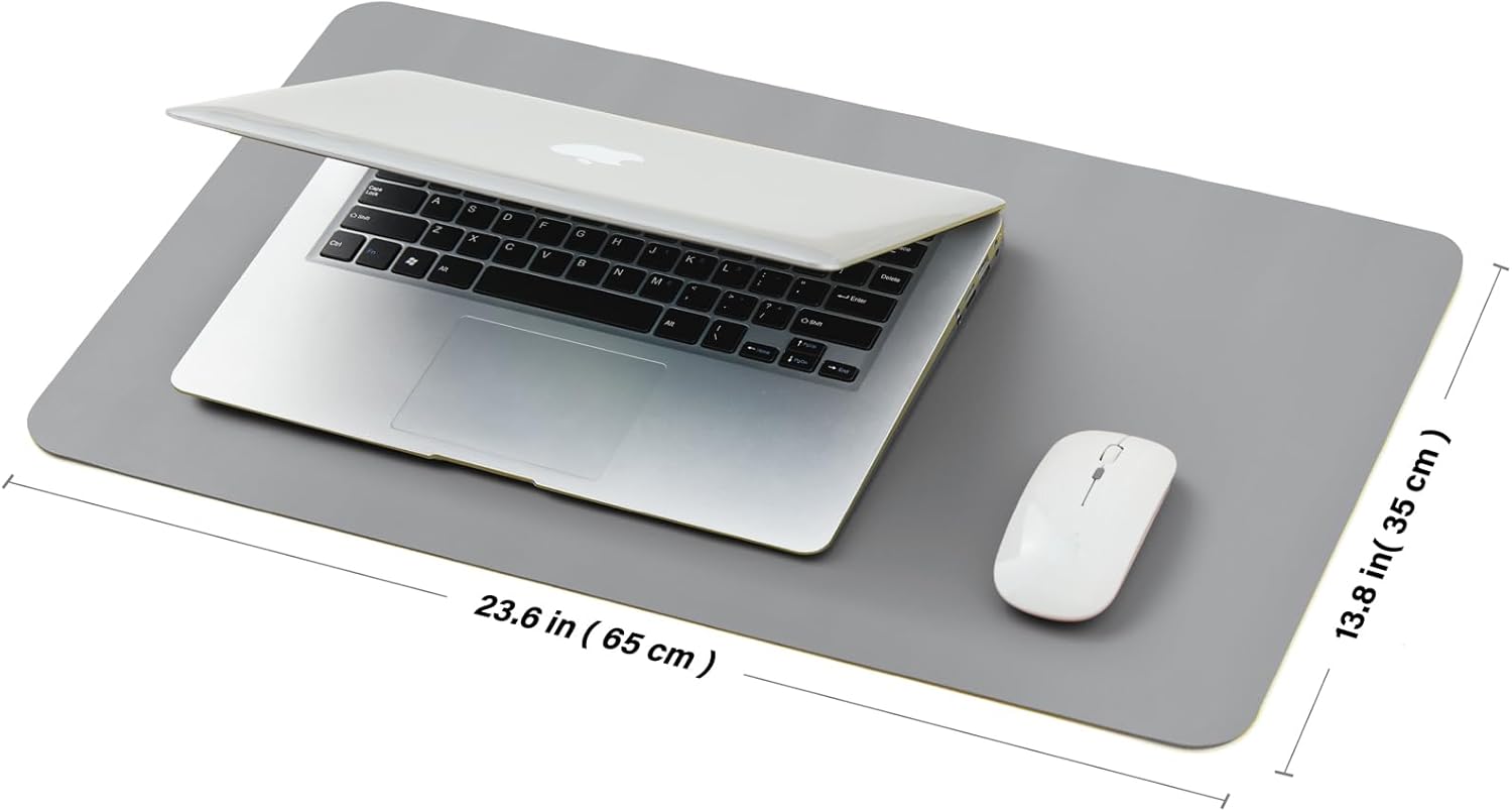 Leather Desk Mat - Small Non-Slip PU Desk Pad for Office and Home - Desk Organization and Accessories - Ideal for Large Mouse Pad and Small Desk Mats on Top of Desks (Dark Gray,23.6"x 13.8")