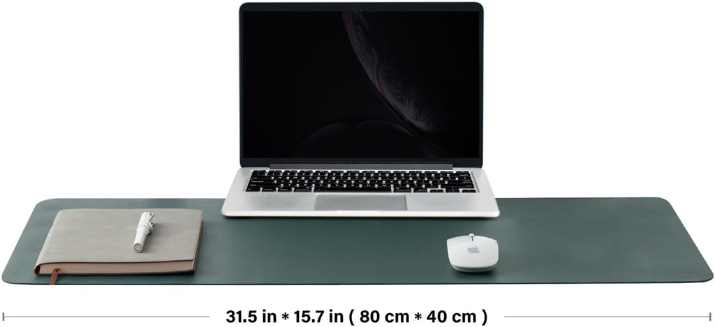 Leather Desk Mat - Non-Slip PU Desk Pad for Office and Home - Desk Organization and Accessories - Ideal for Large Mouse Pad and Desk Mats on Top of Desks (Dark Green,31.5"x 15.7")