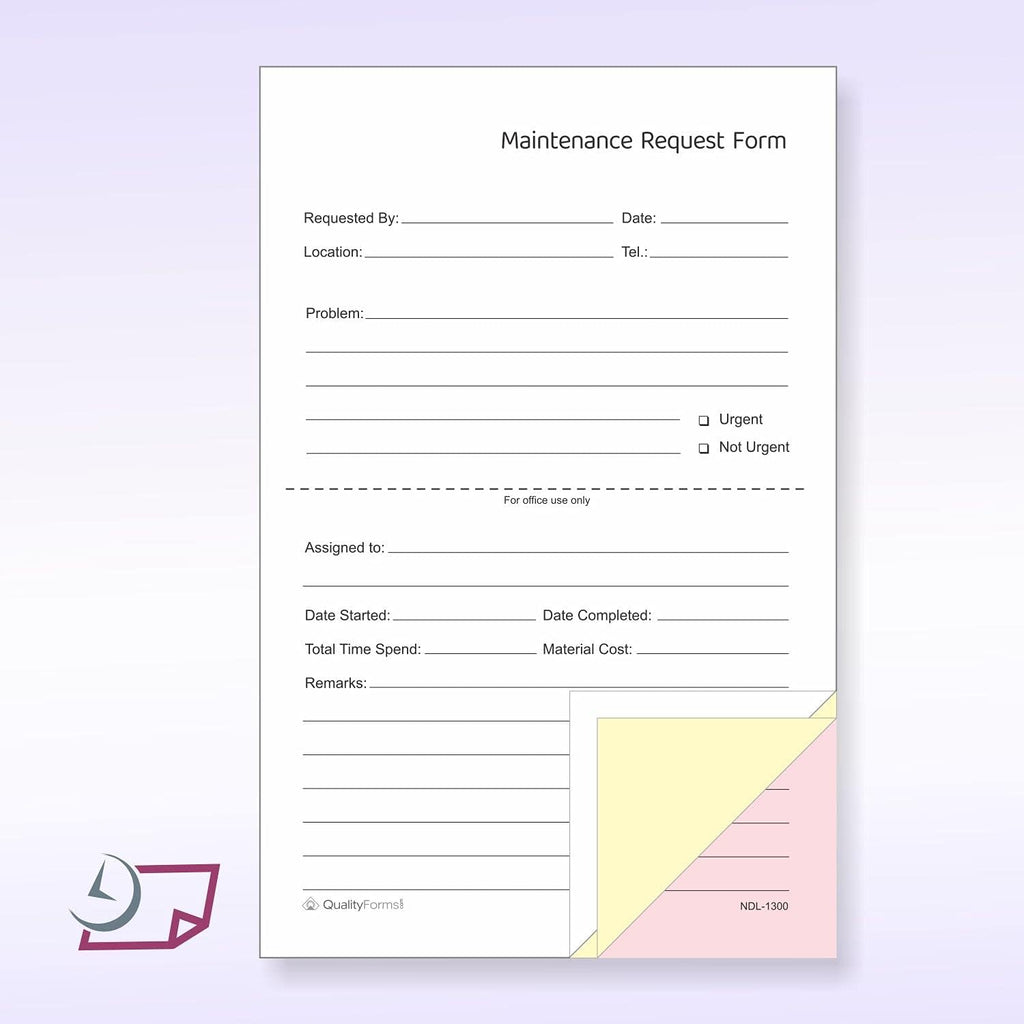 NextDayLabels - 5-1/2" x 8-1/2" NCR Carbonless Maintenance Request Forms (3 Part, 500 Sets)