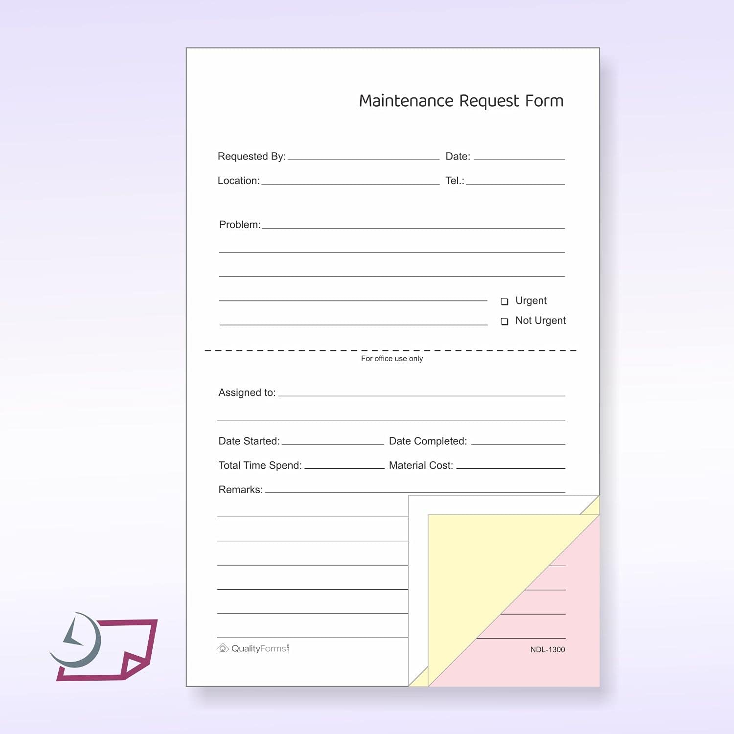 NextDayLabels - 5-1/2" x 8-1/2" NCR Carbonless Maintenance Request Forms (3 Part, 500 Sets)