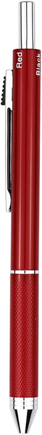 DUNBONG Metal Multifunction Pen, 4 in 1 Multicolor Pen, 0.5mm Mechanical Pencil, 1-Count (Red)