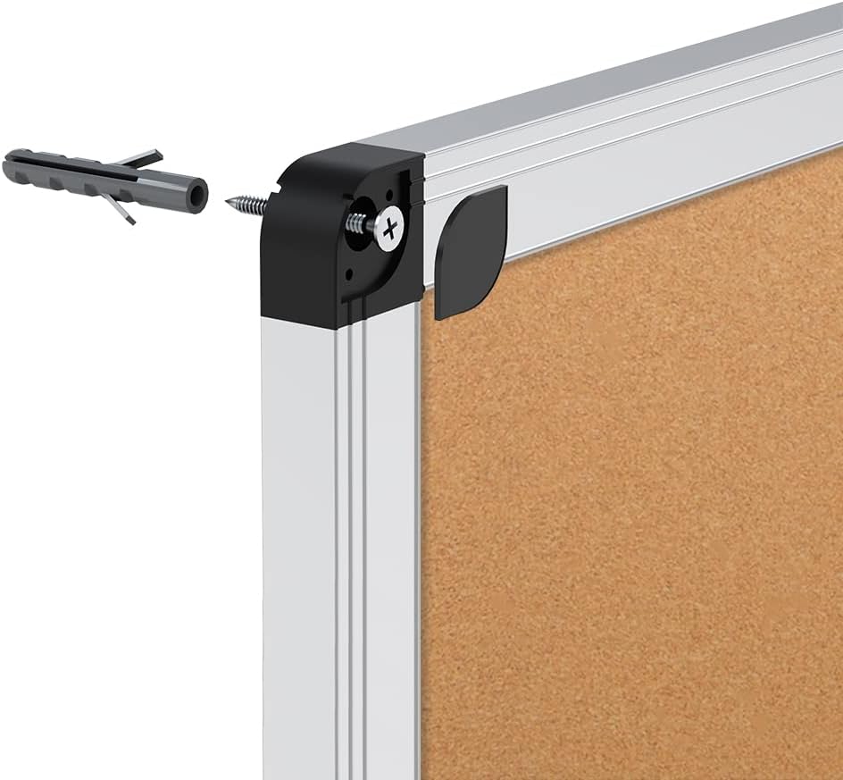 VIZ-PRO Cork Notice Board, 18 X 12 Inches, Cork Bulletin Board with Silver Aluminium Frame