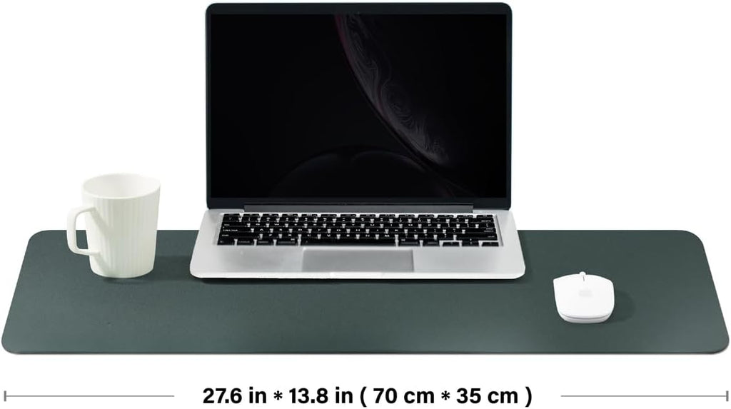 Leather Desk Mat - Non-Slip PU Desk Pad for Office and Home - Desk Organization and Accessories - Ideal for Large Mouse Pad and Desk Mats on Top of Desks (Dark Green,27.6"x 13.8")