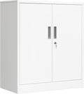 CMY Metal Storage Cabinet, Locking Storage Cabinet with Doors and Adjustable Shelves for Office, Garage, Home-White