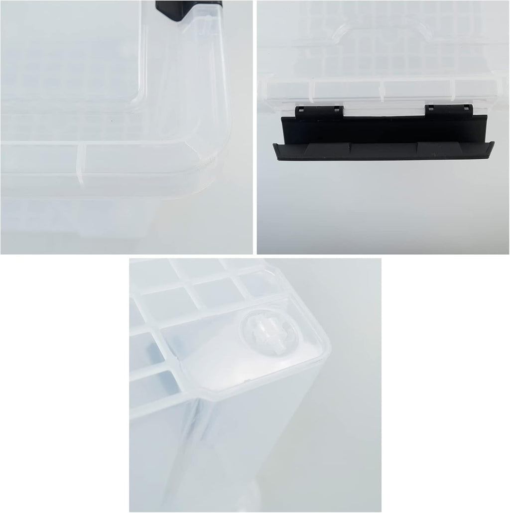 50 Quart Clear Storage Containers with Lid/Wheels, Large Rolling Stackable Box, 4 Packs