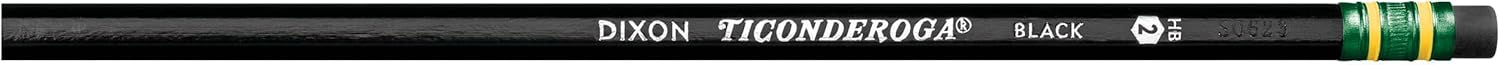 Ticonderoga Wood-Cased Pencils, Unsharpened, #2 HB Soft, Black, 12 Count