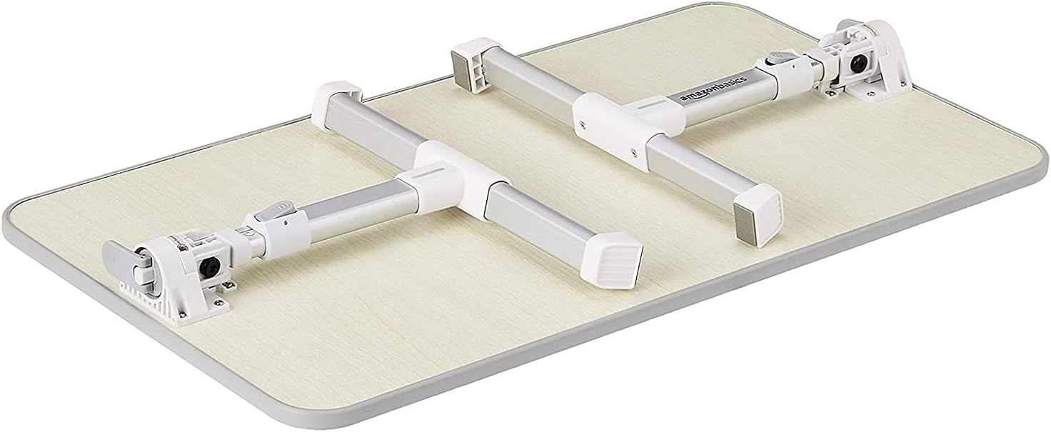 Amazon Basics Adjustable Tray Table Lap Desk Fits up to 17-Inch Laptop, Medium, 12"x20", Cream