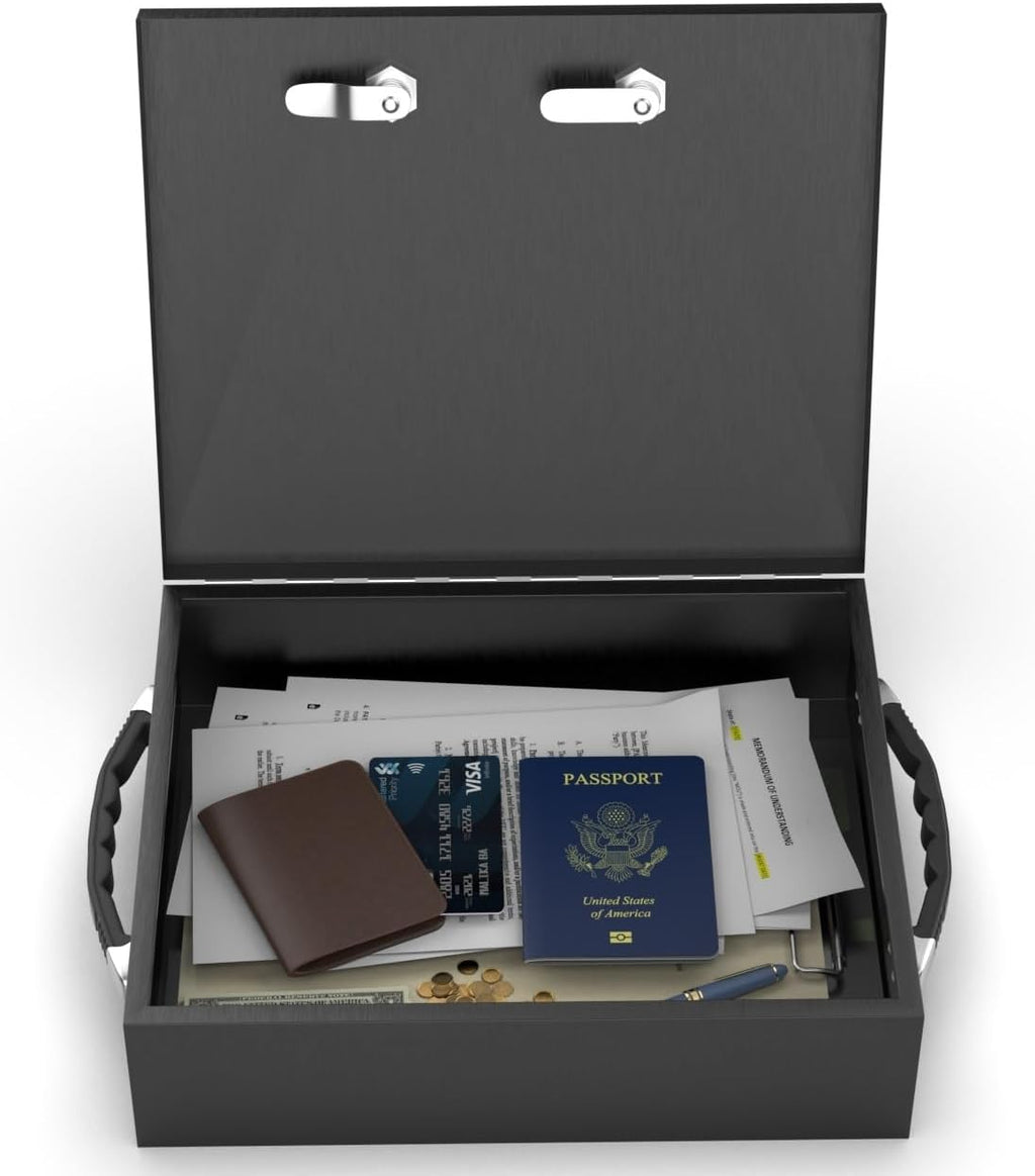 Fire Retardant Strong Box, Dual Combination and Key Lock Security Chest