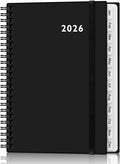 2026 Planner - Weekly and Monthly Calendar Planner from Jan 2026 - Dec 2026, Planner 2026 Spiral Bound with 12 Monthly Tabs, Inner Pocket, Perfect for School Office Supplies, 6.4" x 8.5", Black-C