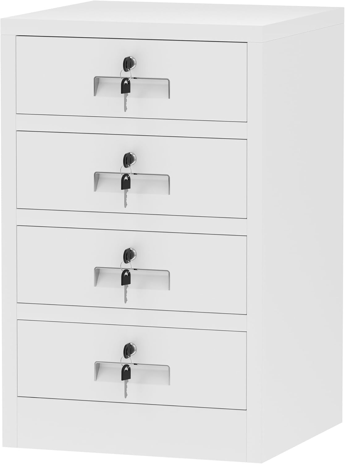 Metal Storage Cabinet with Lockable Drawers for Home Office Bedroom Living Room Organization(White)