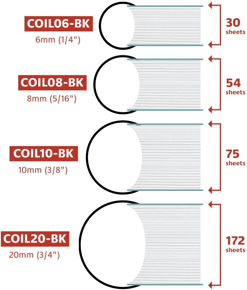 TruBind 10mm (3/8 in.) Spiral Binding Coils for Reports, Presentations and Proposals | 4:1 Pitch | 36 in. Length | Black | 75 Sheets Binding Capacity | 100 Pack