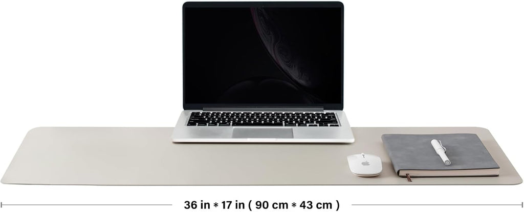 Leather Desk Mat - Non-Slip PU Desk Pad for Office and Home - Desk Organization and Accessories - Ideal for Large Mouse Pad and Desk Mats on Top of Desks (Light Gray,36"x 17")